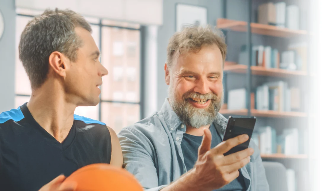 NBA DunkPool Men with Ball Holding Phone